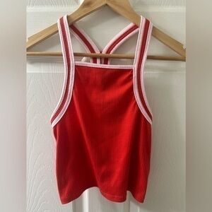 Forever 21 Red Racerback Cropped Tank Top Size Small